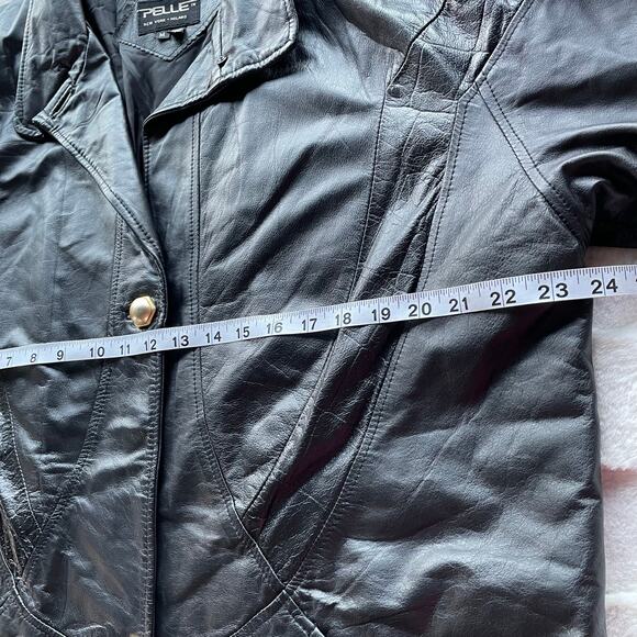 🔥Vintage 90s Pelle New York Milano Classic Seam Leather Jacket Oversized Baggy - Picture 14 of 16